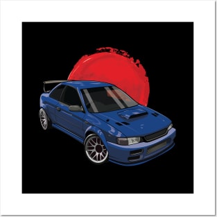 Japanese Classic Gc8 Blue Rising Sun Car Posters and Art